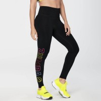 Zumba Happy Never Looked Better High Waisted Ankle Leggings Black