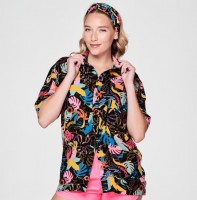 Zumba Palm Party Short Sleeve Button Up