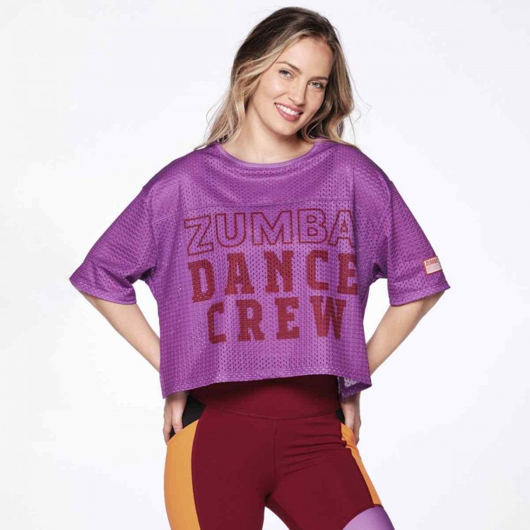 Zumba Dance Crew Mesh Crop Top Purple